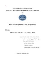 MÔN dẫn NHẬP TRIẾT học PHẬT GIÁO đề tài bản CHẤT và mục TIÊU NIẾT bàn 