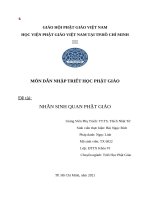 MÔN dẫn NHẬP TRIẾT học PHẬT GIÁO đề tài NHÂN SINH QUAN PHẬT GIÁO 