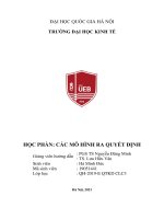 Bài tập lớn Các mô hình ra quyết định  Đại học Kinh tế  Đại học Quốc gia Hà Nội