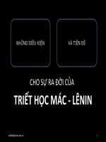 Slide bài giảng triết học mác   lênin  những tiền đề cho sự ra đời của triết học mác   lênin 