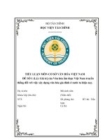 ĐỀ số 1 (lẻ) giá trị của văn hóa ẩm thực việt nam truyền thống đối với việc xây dựng văn hóa gia đình ở nước ta hiện nay  