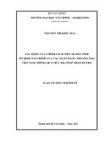 (LUẬN án TIẾN sĩ) tác động của chính sách tiền tệ đến tính ổn định tài chính của các ngân hàng thương mai việt nam thông qua mức độ chấp nhận rủi ro 
