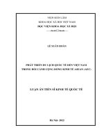 (LUẬN án TIẾN sĩ) phát triển du lịch quốc tế đến việt nam trong bối cảnh cộng đồng kinh tế ASEAN (AEC) 