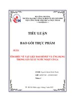 TIỂU LUẬN BAO gói THỰC PHẨM đề tài tìm HIỂU về vật LIỆU BAO bì PET và ỨNG DỤNG TRONG sản XUẤT nước NGỌT có GA 