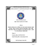 Thảo luận nhóm TMU PHÂN TÍCH các CÔNG cụ mà NGÂN HÀNG NHÀ nước VIỆT NAM sử DỤNG để điều TIẾT THỊ TRƯỜNG TIỀN tệ TRONG GIAI đoạn 2015 – 2019 và GIAI đoạn 2020 2021 