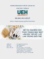 Môn học thống kê ứng dụng trong kinh tế và kinh doanh đề tài NGHIÊN cứu THỰC TRẠNG mặc một lần rồi để đó lây LAN TRONG GIỚI TRẺ