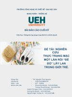 Môn học thống kê ứng dụng trong kinh tế và kinh doanh đề tài NGHIÊN cứu THỰC TRẠNG mặc một lần rồi để đó lây LAN TRONG GIỚI TRẺ 