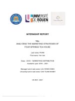 Thảo luận nhóm TMU INTERNSHIP REPORT title ANALYZING THE MARKETING STRATEGIES OF FOUR SPRINGS TEA HOUSE 
