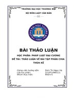 Thảo luận nhóm TMU học PHẦN PHÁP LUẬT đại CƯƠNG đề tài THẢO LUẬN về bài tập PHÂN CHIA THỪA kế 