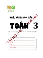 PHIẾU bài tập CUỐI TUẦN TOÁN 3 kết nối TRI THỨC