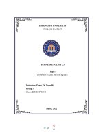 Thảo luận nhóm TMU BUSINESS ENGLISH 2 3 topic COMMON SALE TECHNIQUES 