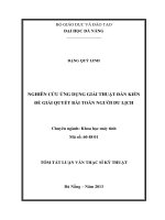 NGHIÊN cứu ỨNG DỤNG GIẢI THUẬT đàn KIẾN để GIẢI QUYẾT bài TOÁN NGƯỜI DU LỊCH 