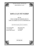 (Khóa luận tốt nghiệp) Nâng cao hiệu quả kinh doanh của Công ty Vận tải và Xếp dỡ Hải An