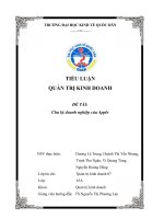 TIỂU LUẬN QUẢN TRỊ KINH DOANH  ĐỀ TÀI Chu kỳ doanh nghiệp của Apple