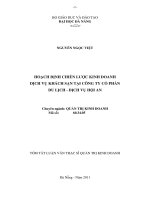 HOẠCH ĐỊNH CHIẾN lược KINH DOANH DỊCH vụ KHÁCH sạn tại CÔNG TY cổ PHẦN DU LỊCH  DỊCH vụ hội AN 