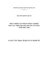Phát triển sản phẩm nông nghiệp chủ lực trên địa bàn huyện Tân Sơn, tỉnh Phú Thọ