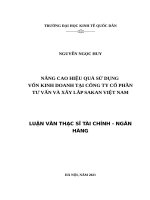 Nâng cao hiệu quả sử dụng vốn kinh doanh tại Công ty Cổ phần Tư vấn và Xây lắp SAKAN Việt Nam