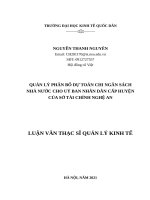 QUẢN LÝ PHÂN BỔ DỰ TOÁN CHI NGÂN SÁCH NHÀ NƯỚC CHO UỶ BAN NHÂN DÂN CẤP HUYỆN CỦA SỞ TÀI CHÍNH NGHỆ AN