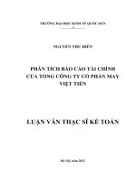 Phân tích báo cáo tài chính của Tổng Công ty Cổ phần May Việt Tiến