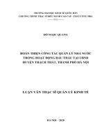 Hoàn thiện công tác quản lý Nhà nước trong hoạt động đấu thầu tại UBND huyện Thạch Thất, thành phố Hà Nội