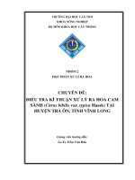 Điều tra kỹ thuật xử lí ra hoa cam sành tại huyện trà ôn, tỉnh vĩnh long
