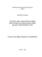 Tổ chức thực thi chương trình mỗi xã một sản phẩm (OCOP) trên địa bàn thành phố Hà Nội