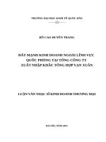 Đẩy mạnh kinh doanh ngoài lĩnh vực quốc phòng tại Tổng công ty Xuất nhập khẩu tổng hợp Vạn Xuân