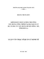 Kiểm soát chất lượng thi công xây dựng công trình tại Ban Quản lý dự án đầu tư xây dựng huyện Sông Mã, tỉnh Sơn La