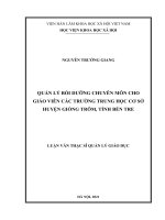 QUẢN LÝ BỒI DƯỠNG CHUYÊN MÔN CHO GIÁO VIÊN CÁC TRƯỜNG TRUNG HỌC CƠ SỞ HUYỆN GIỒNG TRÔM, TỈNH BẾN TRE