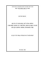 (LUẬN văn THẠC sĩ) QUẢN lý GIÁO dục kỹ NĂNG SỐNG CHO học SINH các TRƯỜNG TRUNG học cơ sở HUYỆN GIỒNG TRÔM, TỈNH bến TRE 