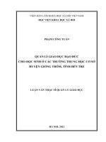 QUẢN LÍ GIÁO DỤC ĐẠO ĐỨC CHO HỌC SINH Ở CÁC TRƯỜNG TRUNG HỌC CƠ SỞ HUYỆN GIỒNG TRÔM, TỈNH BẾN TRE