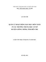 QUẢN LÝ HOẠT ĐỘNG DẠY HỌC MÔN TOÁN Ở CÁC TRƯỜNG TRUNG HỌC CƠ SỞ HUYỆN GIỒNG TRÔM, TỈNH BẾN TRE