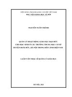 Quảnlý hoạt động giáo dục đạo đức cho học sinh ở các trường trung học cơ sở huyện Hoài Đức, Hà Nội trong bối cảnh hiện nay.