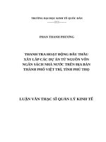 Thanh tra hoạt động đấu thầu xây lắp các dự án từ nguồn vốn ngân sách Nhà nước trên địa bàn Thành phố Việt Trì, tỉnh Phú Thọ