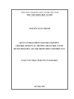 (LUẬN văn THẠC sĩ) QUẢN lý HOẠT ĐỘNG GIÁO dục đạo đức CHO học SINH ở các TRƯỜNG TRUNG học cơ sở HUYỆN HOÀI đức, hà nội TRONG bối CẢNH HIỆN NAY 