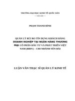 Quản lý rủi ro tín dụng khách hàng doanh nghiệp tại Ngân hàng thương mại cổ phần Đầu tư và Phát triển Việt Nam – Chi nhánh Yên Bái