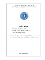 Giáo trình Dược lý thú y (Nghề: Dịch vụ thú y - Cao đẳng) - Trường Cao đẳng Cộng đồng Đồng Tháp