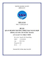 TIỂU LUẬN môn tư pháp quốc tế đề tài QUAN hệ bồi THƯỜNG THIỆT hại NGOÀI hợp ĐỒNG có yếu tố nước NGOÀI lý LUẬN và THỰC TIỄN 