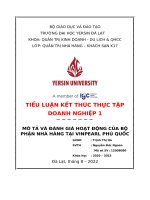 TIỂU LUẬN KẾT THÚC THỰC TẬP DOANH NGHIỆP 1   MÔ TẢ VÀ ĐÁNH GIÁ HOẠT ĐỘNG CỦA BỘ PHẬN NHÀ HÀNG TẠI VINPEARL PHÚ QUỐC