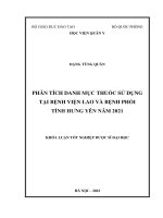 Phân tích cơ cấu danh mục thuốc sử dụng tại Bệnh viện Lao và bệnh Phổi tỉnh Hưng Yên năm 2021