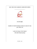 (LUẬN văn THẠC sĩ) nghiên cứu một số độ đo tương tự cho tư vấn lọc cộng tác 