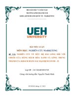 NGHIÊN cứu về mức độ hài LÒNG đối với CHUỖI cửa HÀNG BÁCH hóa XANH và LÒNG TRUNG THÀNH của KHÁCH HÀNG SAU đại DỊCH COVID   19 