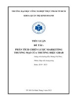 TIỂU LUẬN đề tài  PHÂN TÍCH CHIẾN lược MARKETING THƯƠNG mại của THƯƠNG HIỆU GRAB