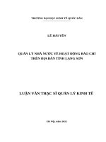 Luận văn thạc sỹ - Quản lý nhà nước về hoạt động báo chí trên địa bàn tỉnh Lạng Sơn