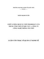 Chất lượng dịch vụ VNPT Pharmacy của Trung tâm VNPT-IT khu vực 1, Công ty Công nghệ thông tin VNPT