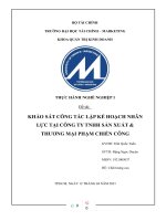 THỰC HÀNH NGHỀ NGHIỆP 1 đề tài KHẢO sát CÔNG tác lập kế HOẠCH NHÂN lực tại CÔNG TY TNHH sản XUẤT  THƯƠNG mại PHẠM CHIẾN CÔNG 