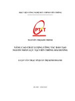(LUẬN văn THẠC sĩ) nâng cao chất lượng công tác đào tạo nguồn nhân lực tại viễn thông hải dương 