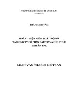 Hoàn thiện kiểm soát nội bộ tại Công ty Cổ phần Đầu tư và Cho thuê tài sản TNL