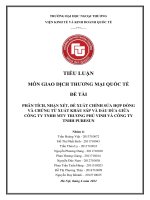 ĐỀ tài phân tích nhận xét đề xuất chỉnh sửa hợp đồng và chứng từ xuất khẩu sáp và dầu dừa giữa công ty TNHH MTV TRƯƠNG PHÚ VINH và CÔNG TY TNHH PURESUN 