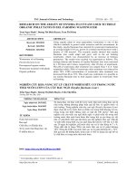 Nghiên cứu khả năng xử lý chất ô nhiễm hữu cơ trong nước thải nuôi lươn của cây rau ngổ (Enydra fluctuans Lour)